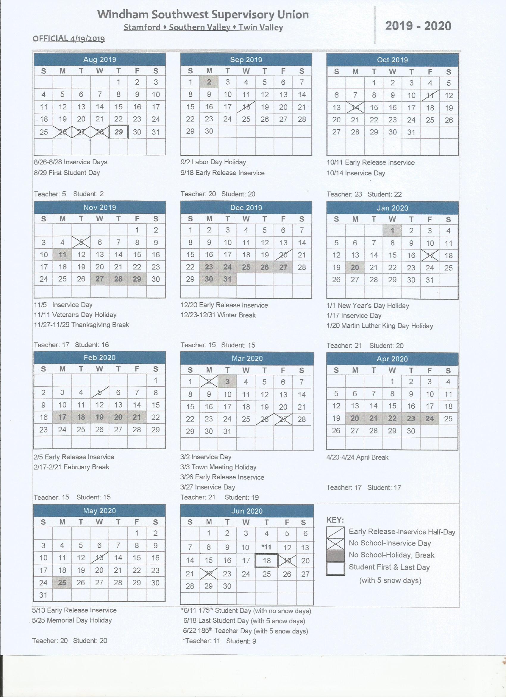 2019-20 Calendar - Halifax, Vermont | Halifax, Vermont - Halifax, Vermont