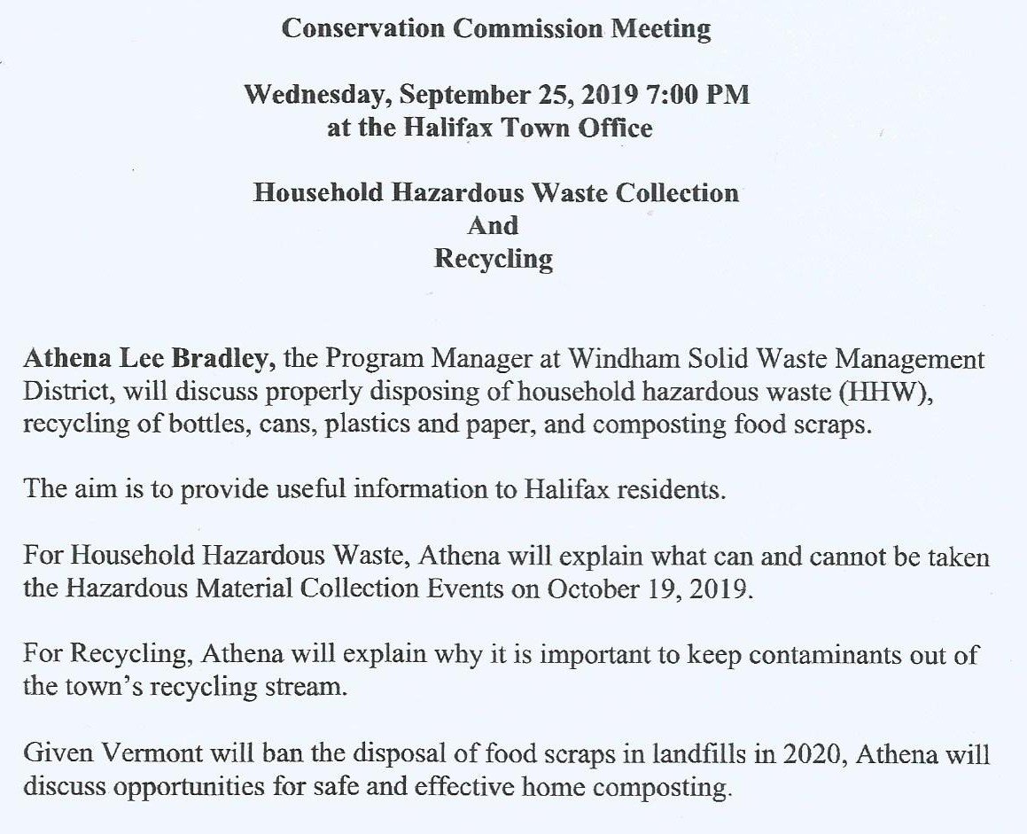 Hazardous Waste & Recycling Halifax, Vermont Halifax, Vermont